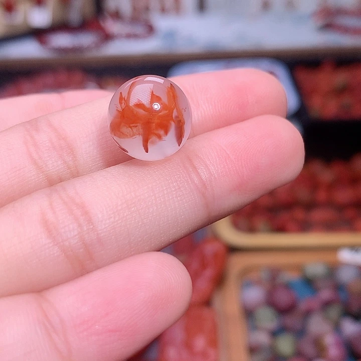 南红玛瑙未镶嵌南红飘花单珠