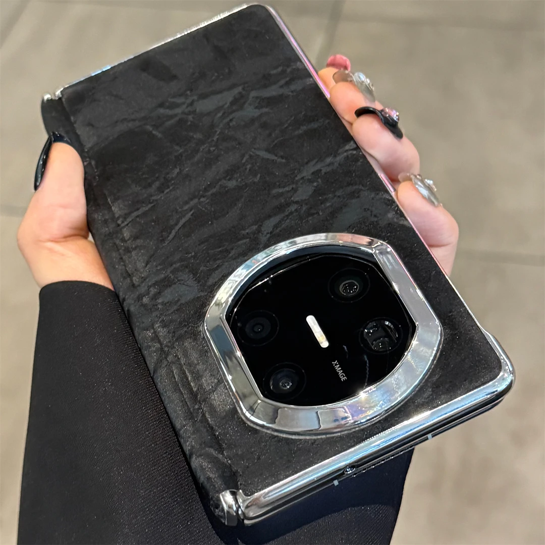 适用华为mateX7典藏版手机壳纯色MateX6典藏版雪山皮绒X3中轴保护