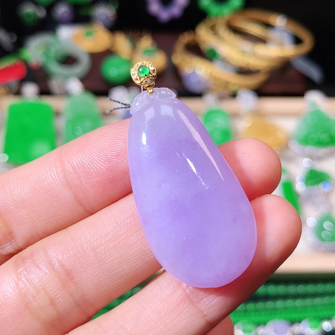 翡翠18K金镶嵌吊坠(不含链)