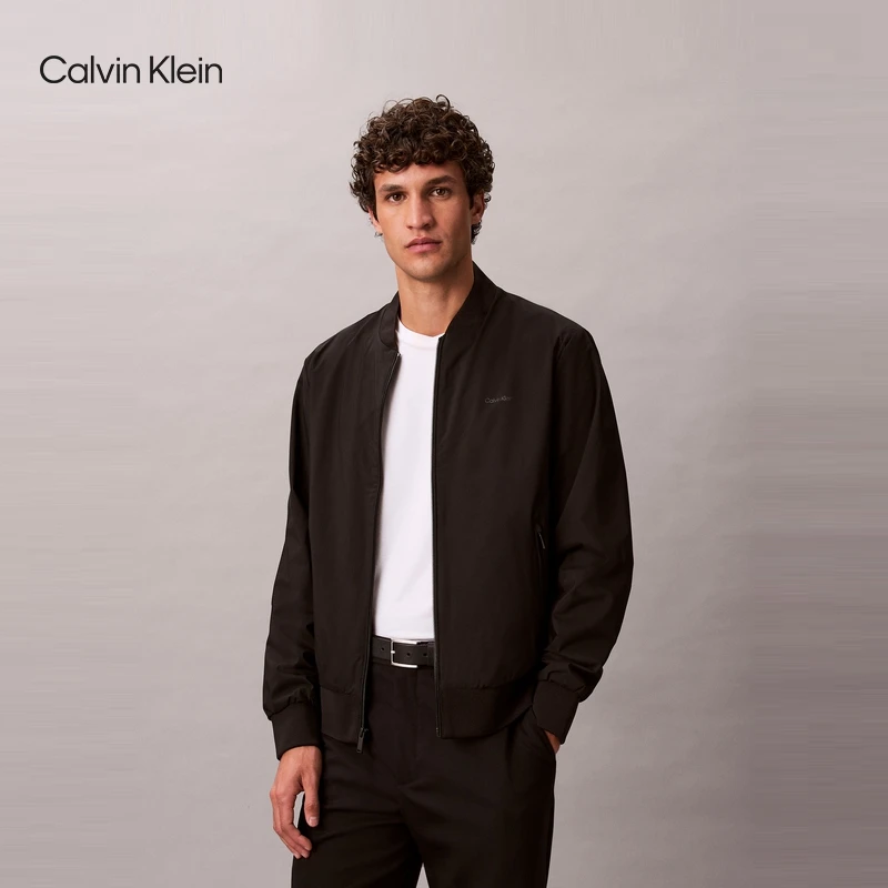 CK Jeans25秋季新款男士商务休闲通勤经典字母棒球领飞行员外套