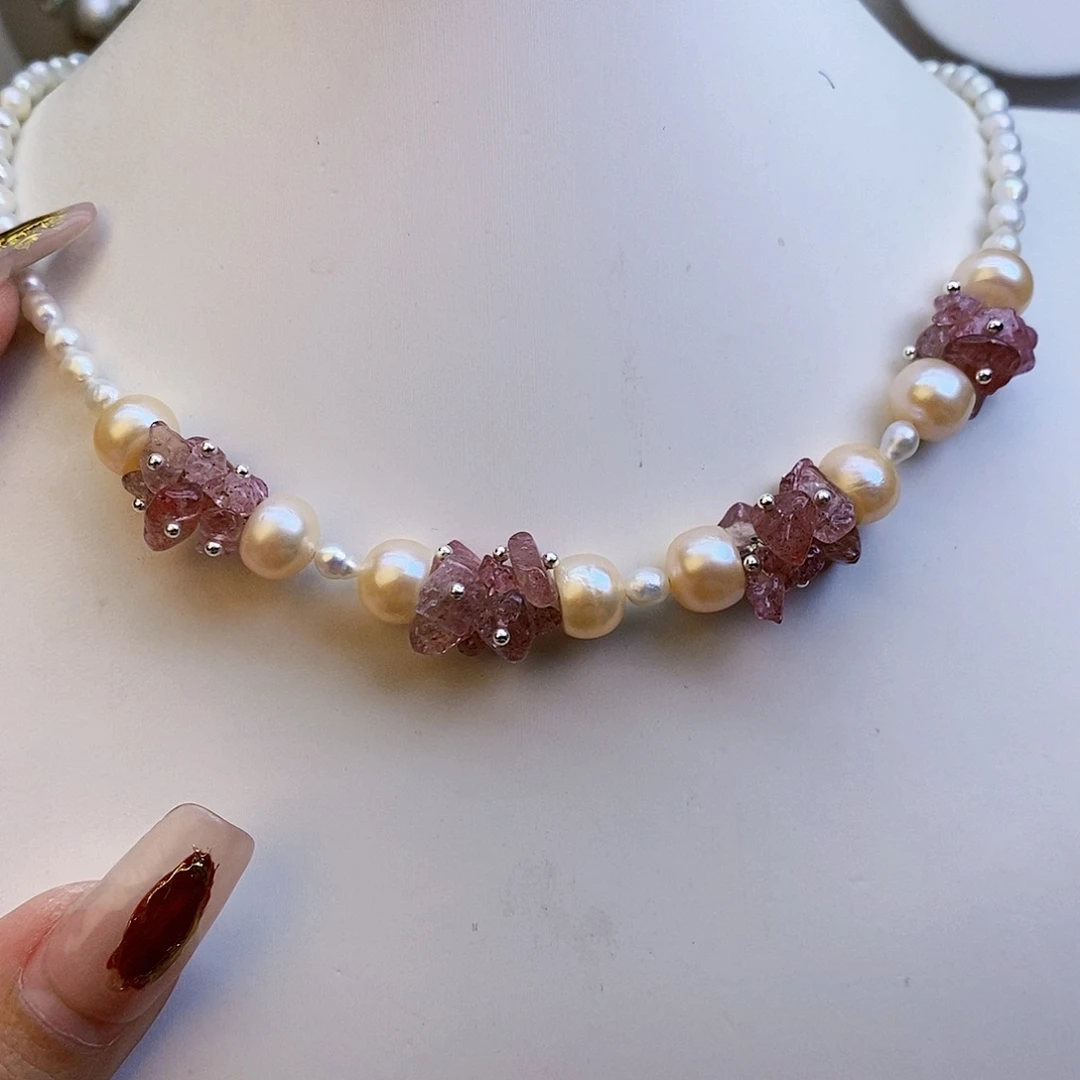 淡水珍珠颈饰银S925镶嵌