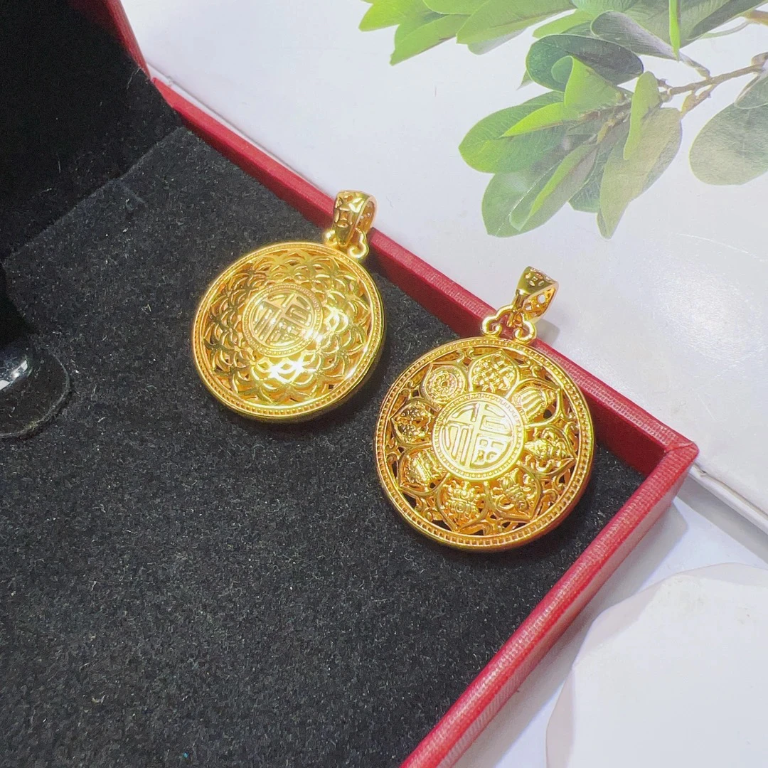 吊坠足银 足银990八宝罗盘(23mm)吊坠D065