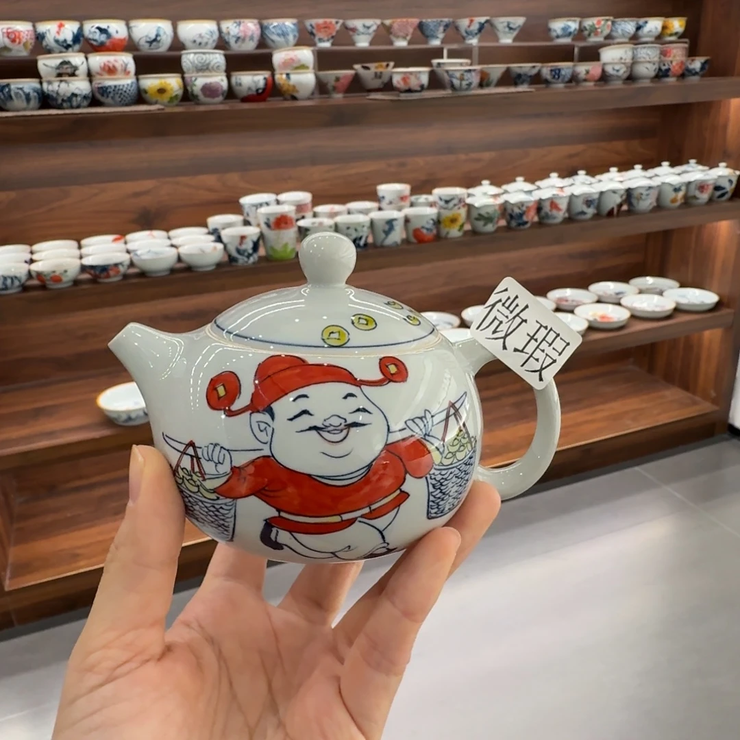 釉下手绘茶具微瑕