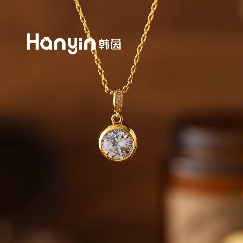 铜合金项链 50cm时尚气质百搭2克拉泡泡闪亮吊坠高级感项链