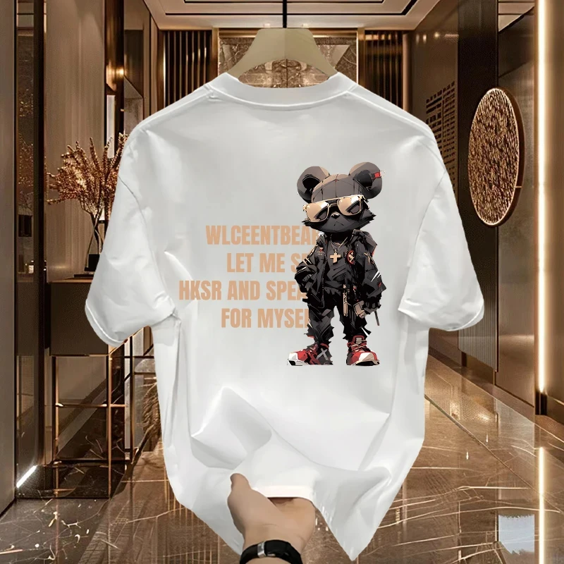 纯棉潮牌印花痞帅短袖T恤男士重磅可穿300斤胖子宽松夏季大码上衣