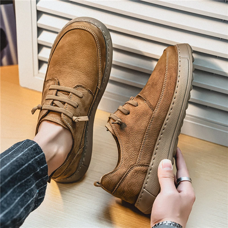 2025新款头层牛皮手工男鞋复古运动勃肯鞋软底舒服透气百搭