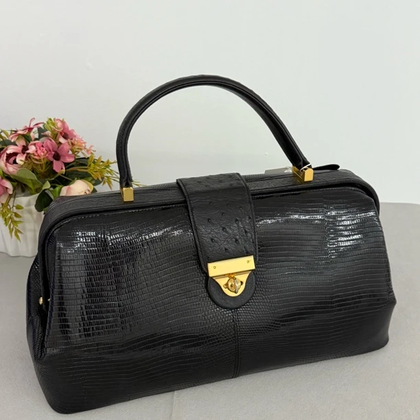 【六六中古】孤品复古黑色手提包ty1436尺寸31*20*14