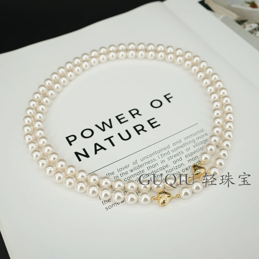 铜合金仿珍珠项链 正版8mm施家珠轻奢气质大方项链