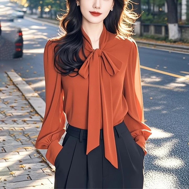 法式蝴蝶结衬衫女士秋季2025新款洋气减龄休闲设计感别致小衫上衣