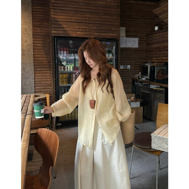 NGGAI 韩系休闲灯笼袖长袖衬衫