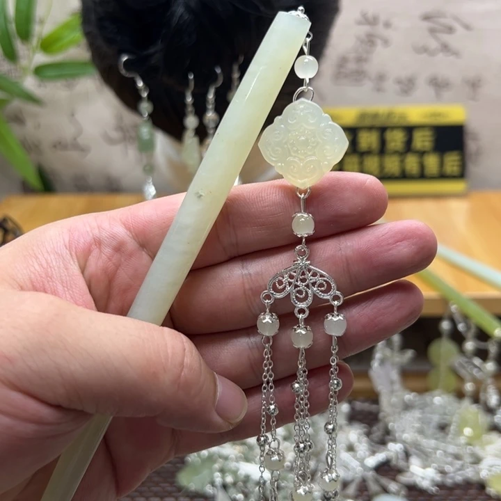 蛇纹石玉合金发饰