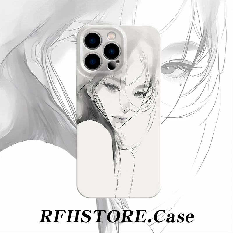 ZMGX素描侧脸女孩适用iphone17/16pro菲林手机壳华为vivo小米oppo