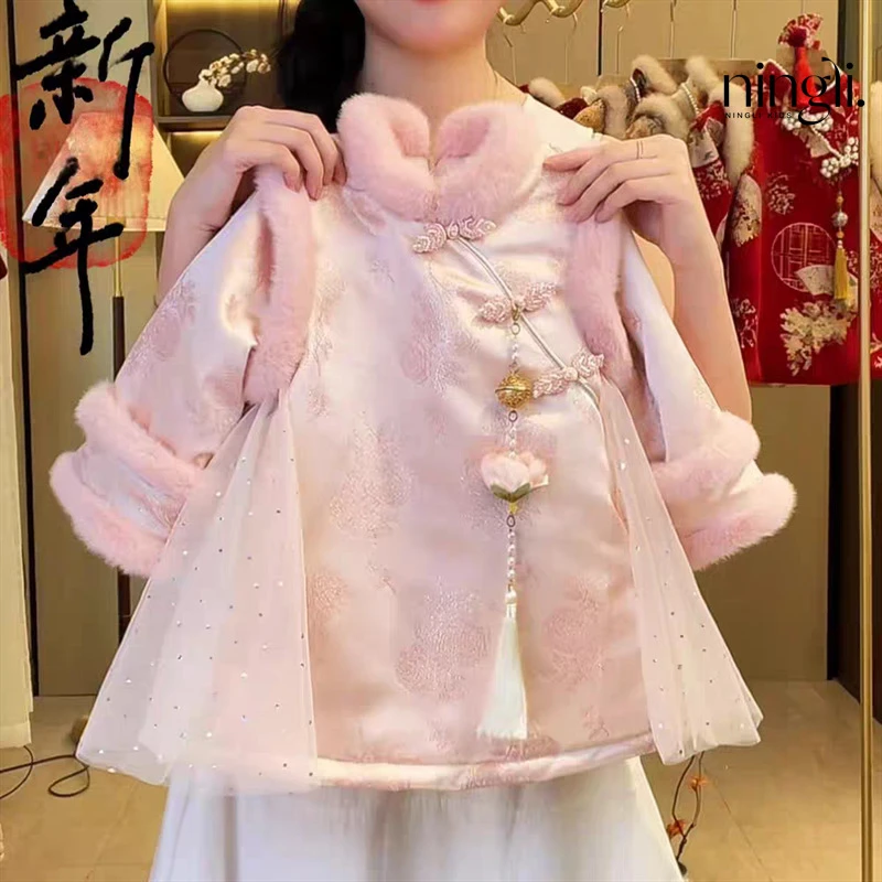 复古儿童拜年服2025新款冬周岁礼服小童女宝宝国风汉服旗袍公主裙