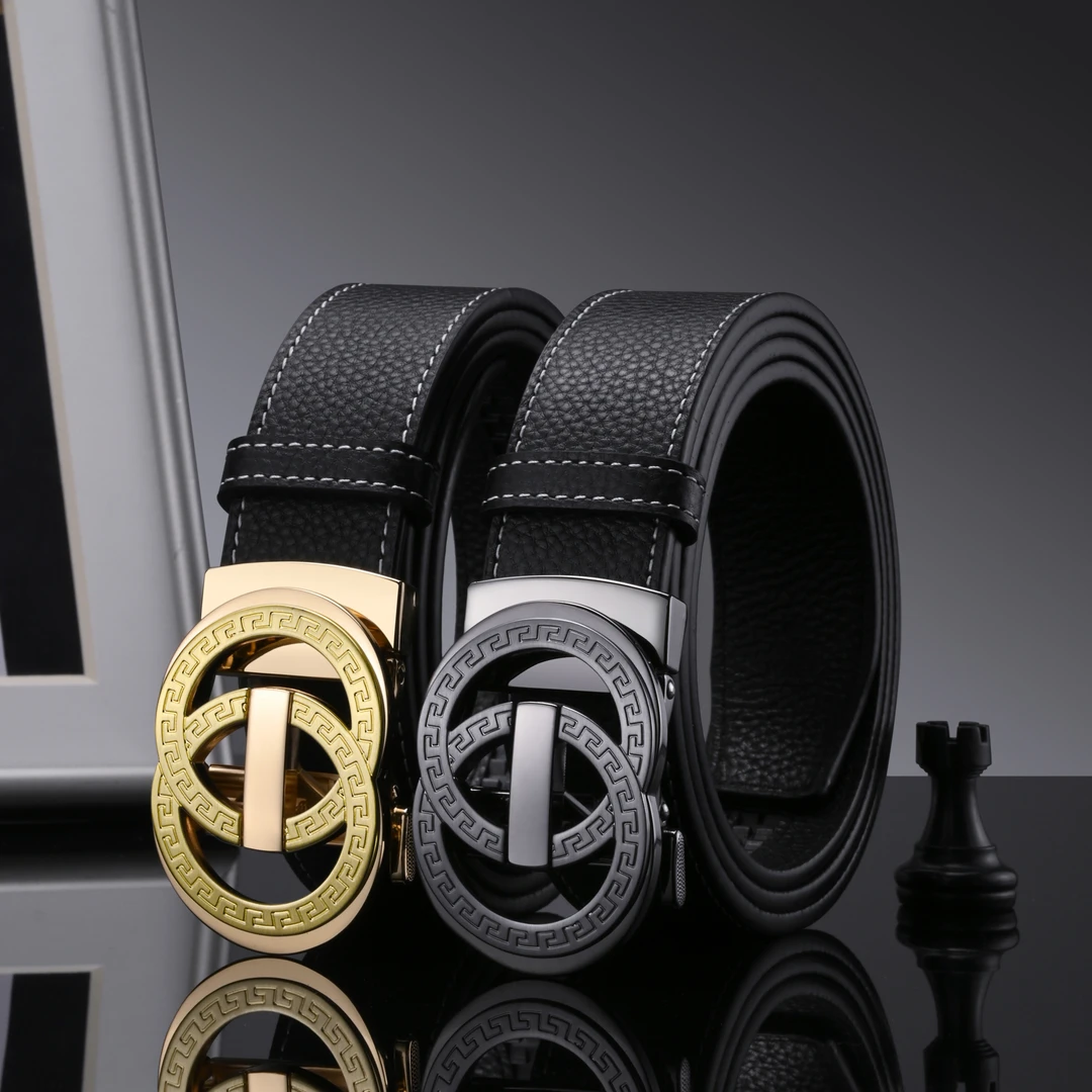 2025新款男士自动扣皮带纹理带身百搭高端中青年牛皮男款裤腰带