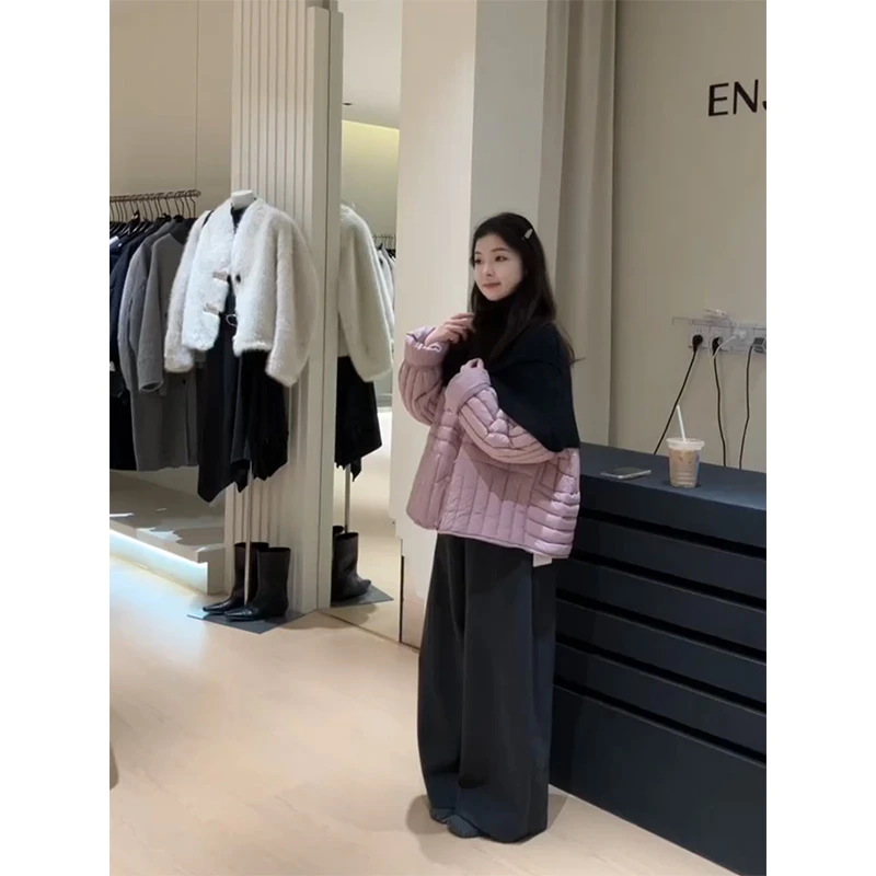 parkyeon秋冬新款韩系穿搭宽松棉服外套上衣直筒阔腿休闲裤套装