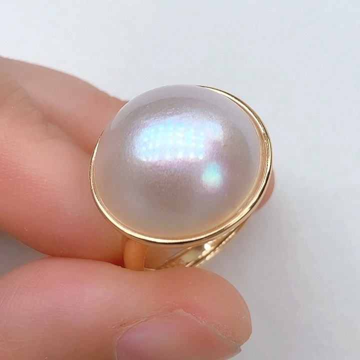 拼合珍珠（马贝珠）戒圈银S925镶嵌