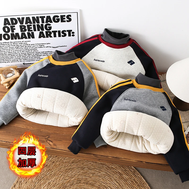 童装秋冬4层加绒加厚款韩版休闲风冬季加厚款重磅棉袄