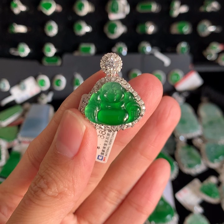 【闪购商品】翡翠吊坠(不含链)银S925镶嵌铭*天然翡翠