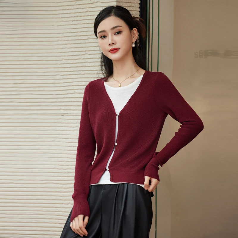 玛古芭针织衫女2025春秋新款设计感薄款毛衣时尚洋气显瘦长袖上衣