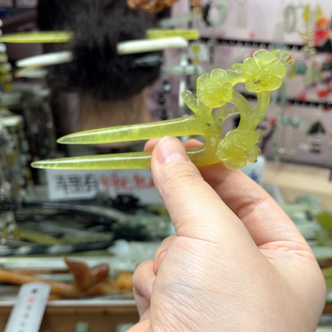 岫玉未镶嵌发饰长度13厘米左右的