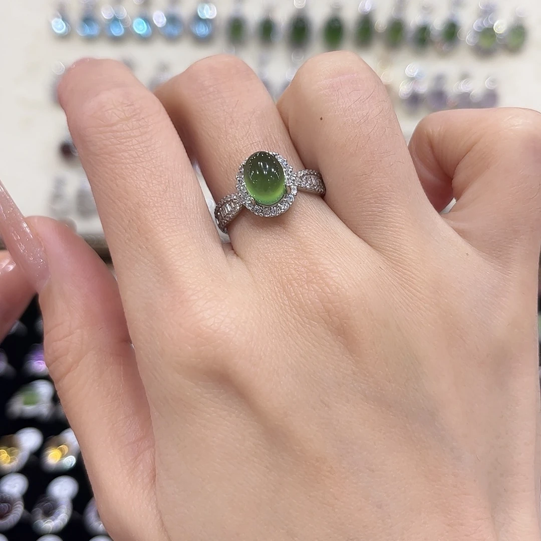 山***.岫玉银S925镶嵌戒指