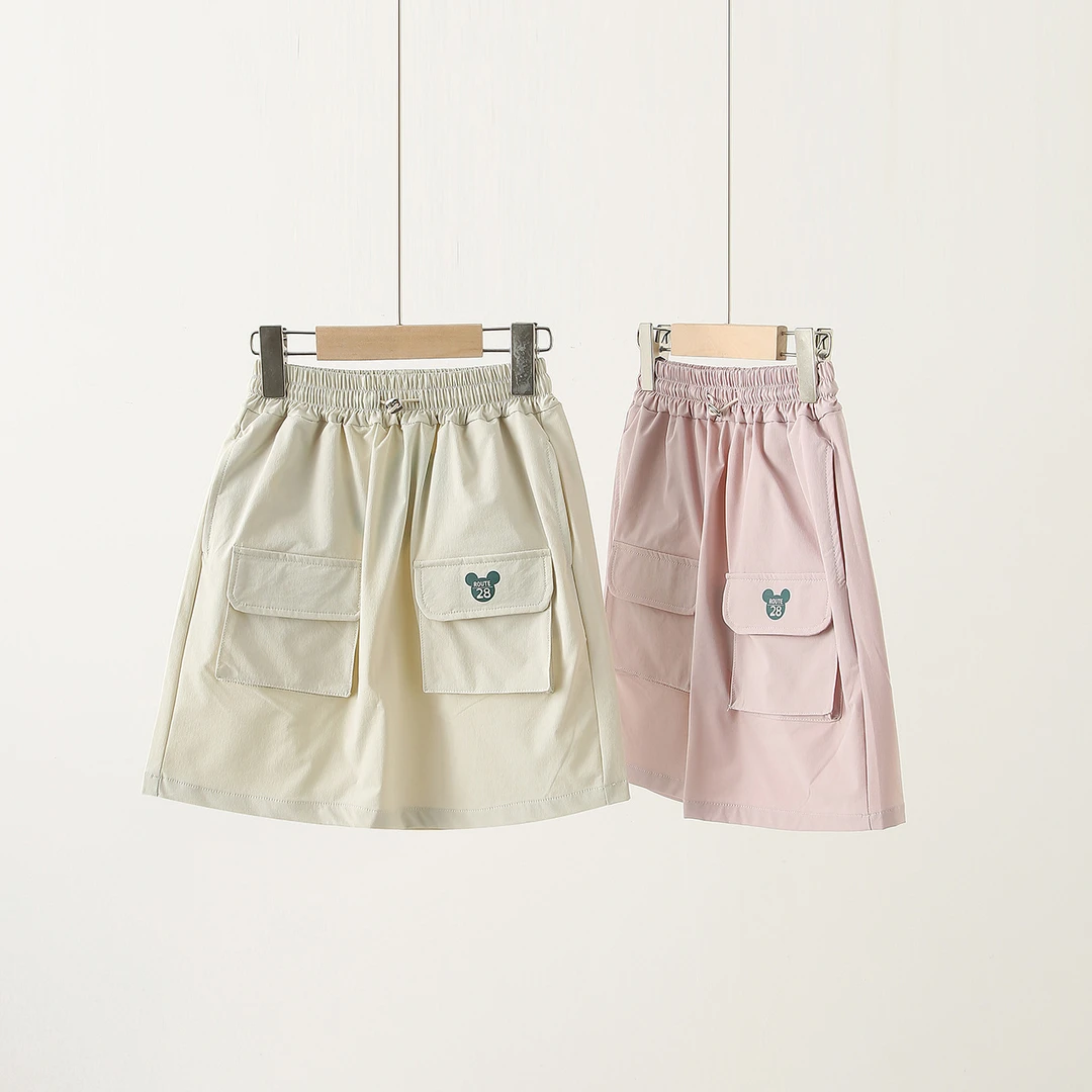 BLT夏季女童口袋工装短裙学生梭织甜美速干冰丝户外登山半身裙