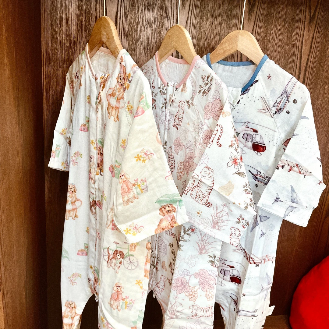 儿童夏款七分前四后二睡袋连体