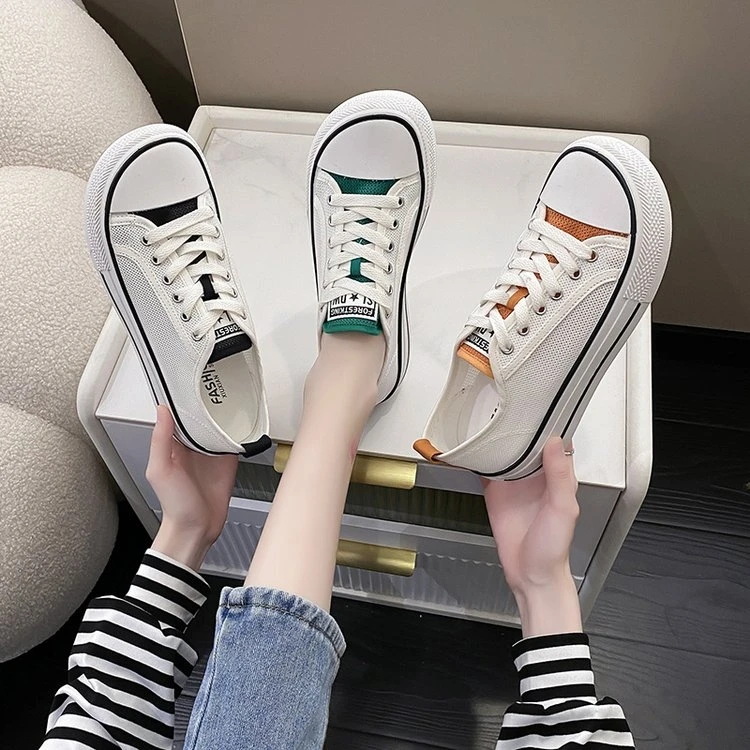 冰丝网高帮帆布鞋女款2025春夏新款百搭休闲小白鞋舒适透气运动鞋