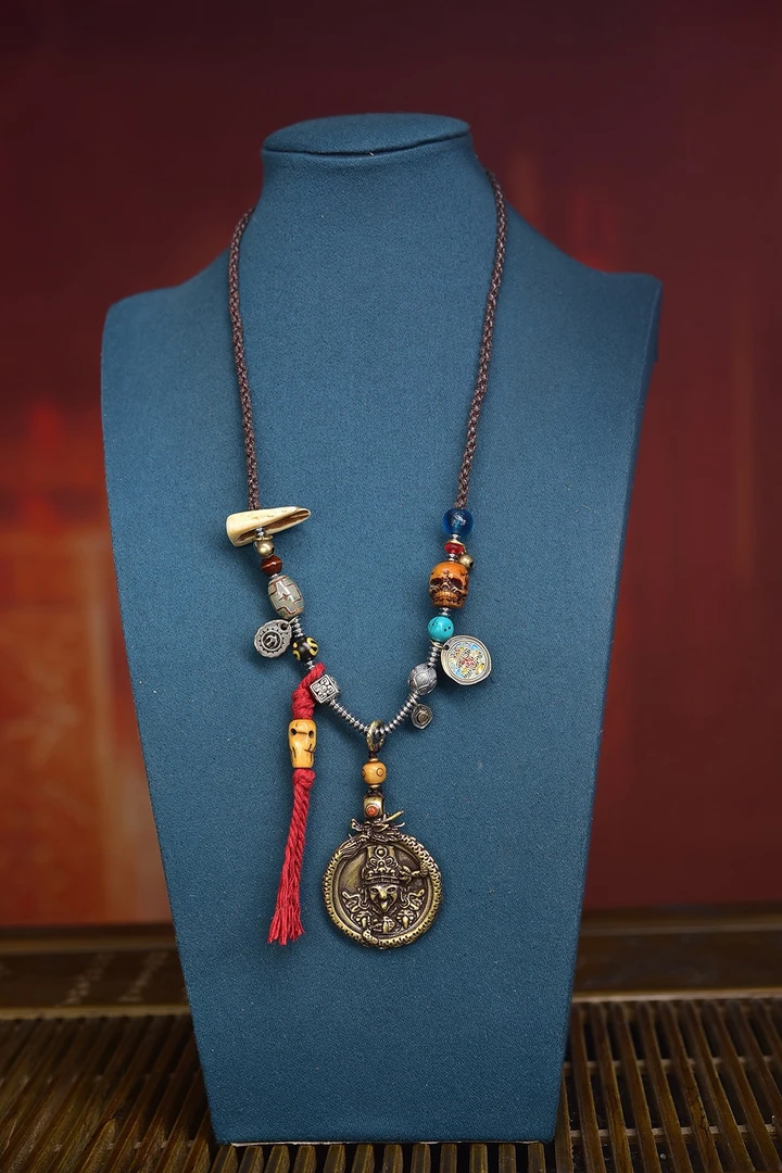 铜合金棉绳项链 老天铁扎基拉姆项链藏式风格配饰