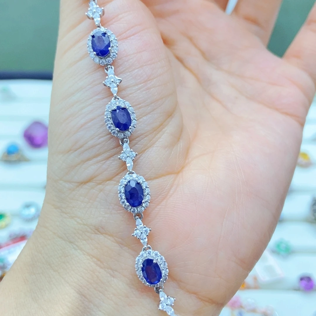 手链蓝宝石银S925镶嵌