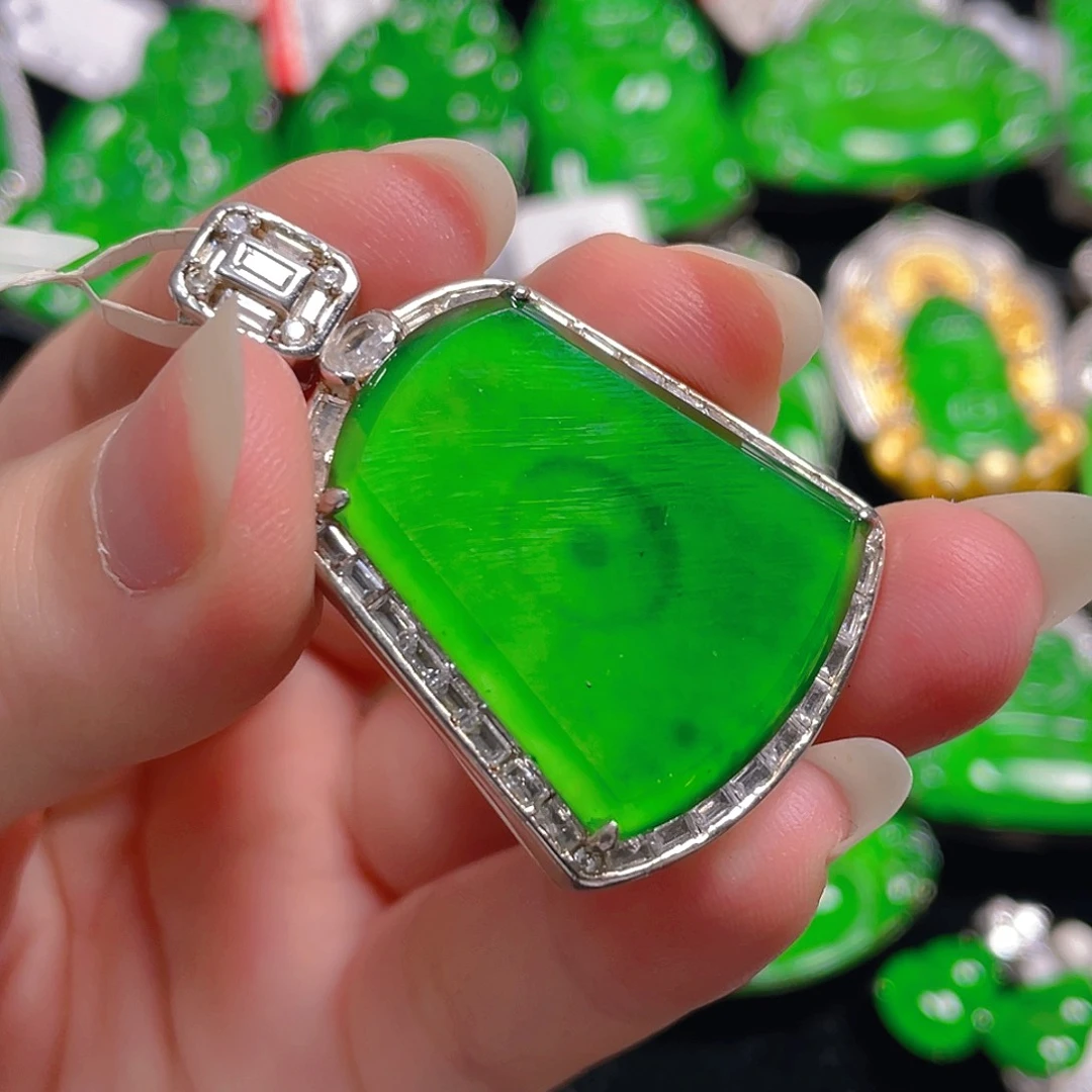 翡翠银S925镶嵌吊坠(不含链)