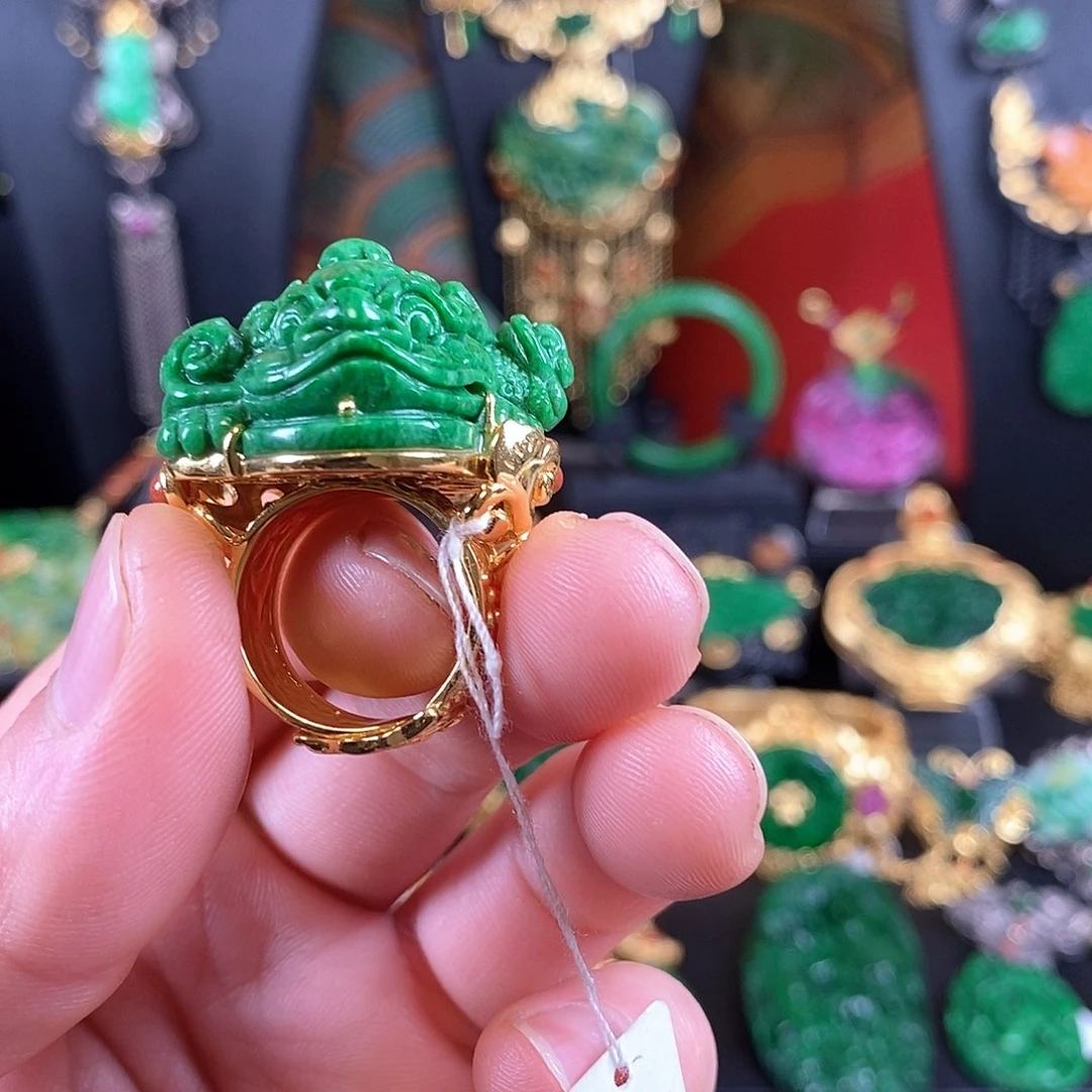 翡翠银S925镶嵌戒指戒指