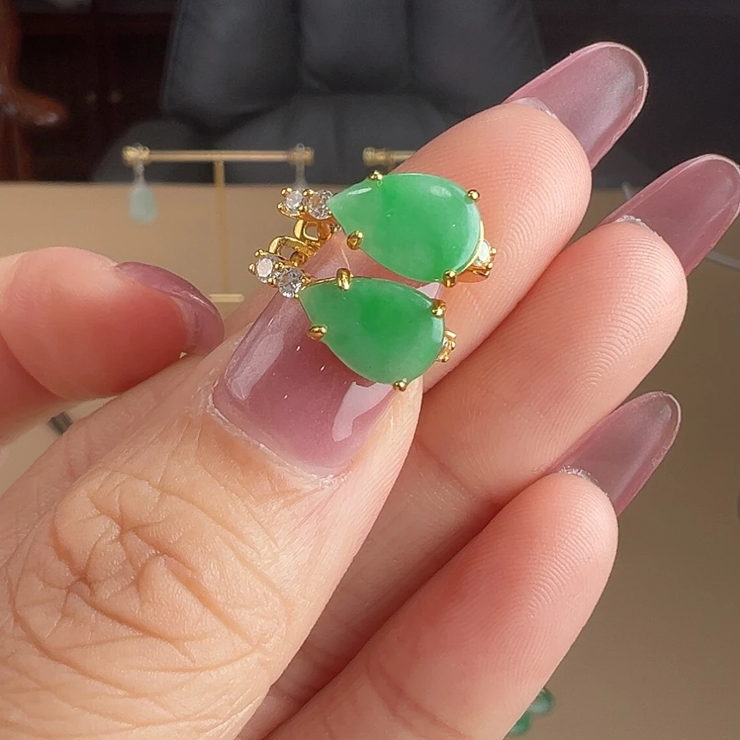 翡翠银S925镶嵌耳饰耳饰