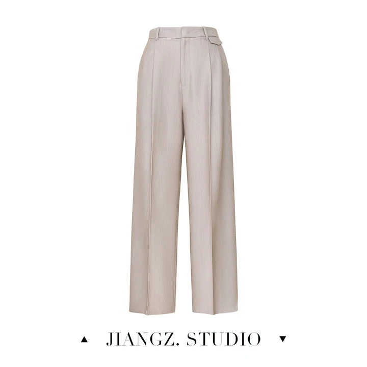 「JIANG.Z」春款休闲宽松垂坠感高腰宽松阔腿裤23K0180