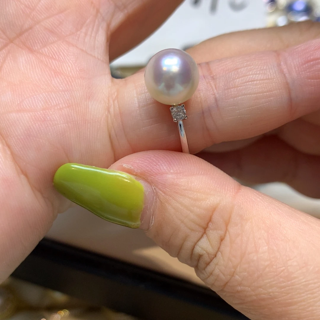 海水珍珠戒指银S925镶嵌