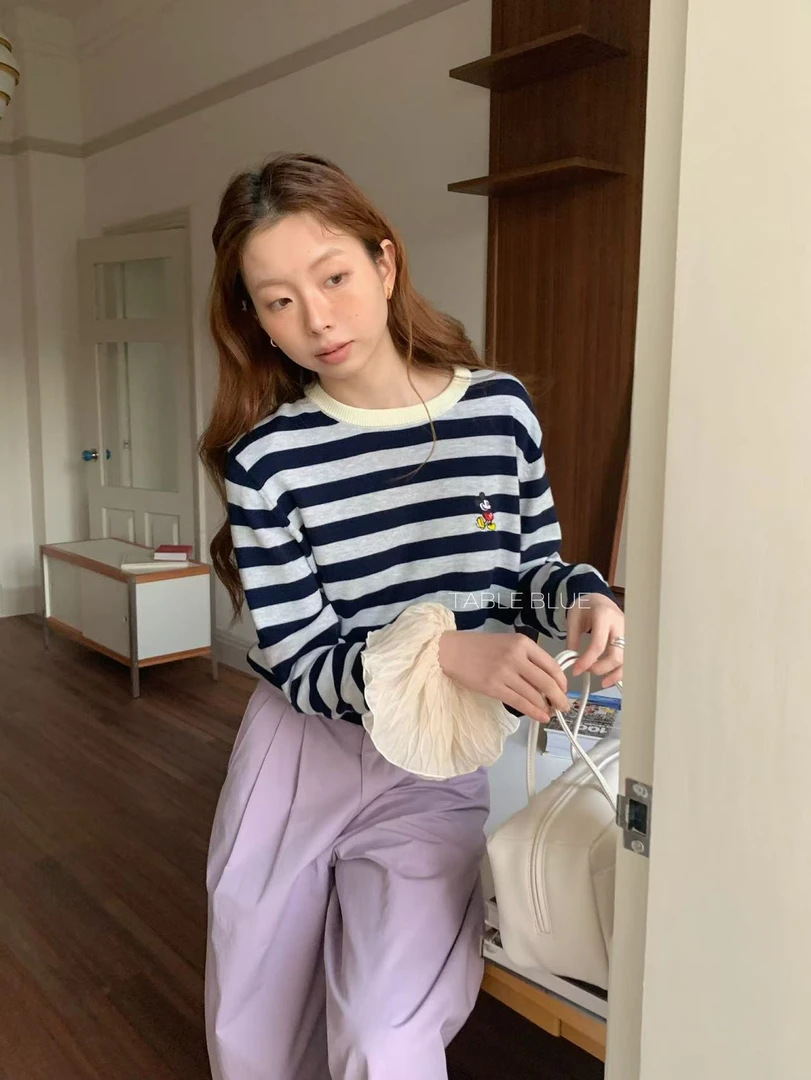 anna@653069 韩系简约百搭条纹长袖T 3-6