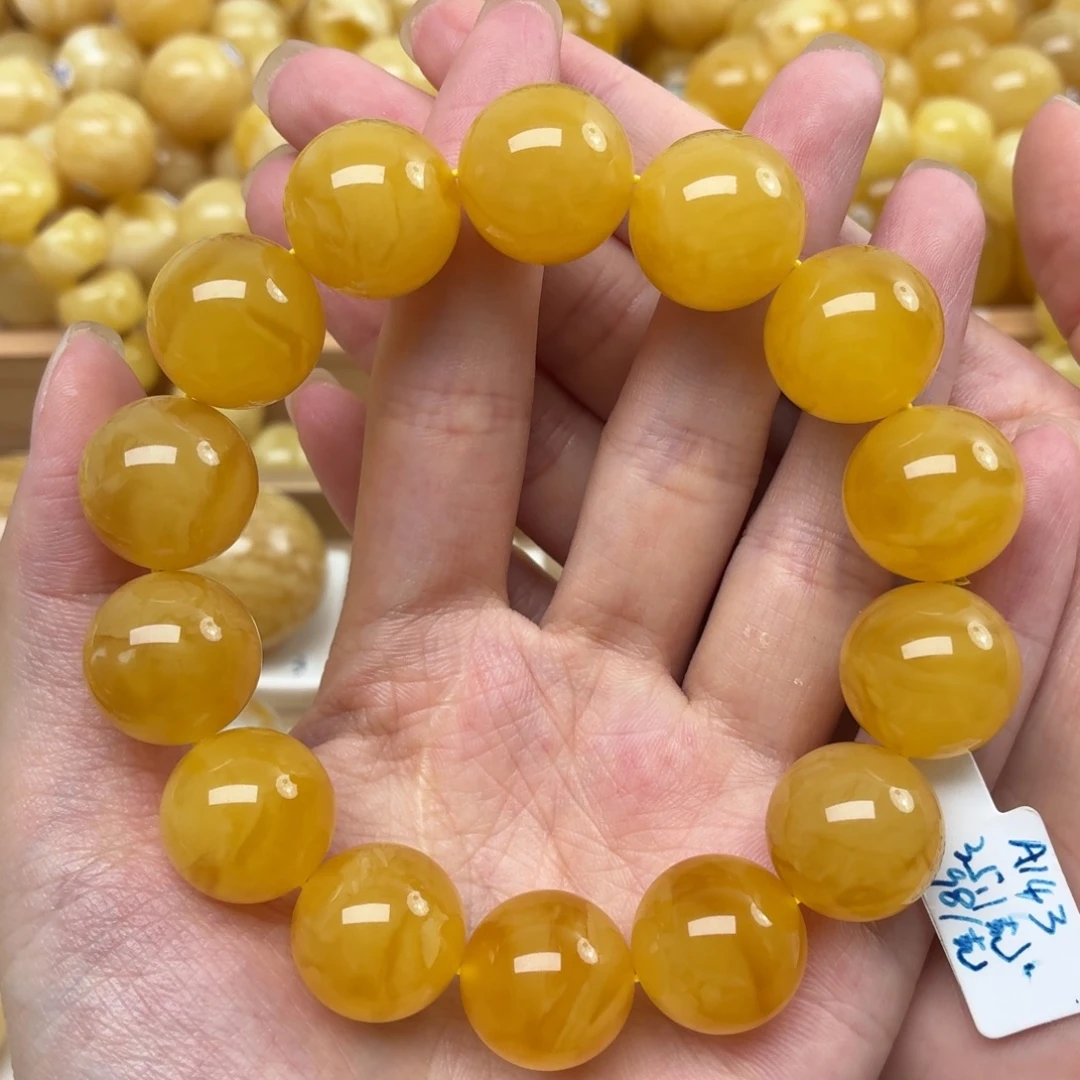 裸石蜜蜡未镶嵌16+同料蜜蜡手串