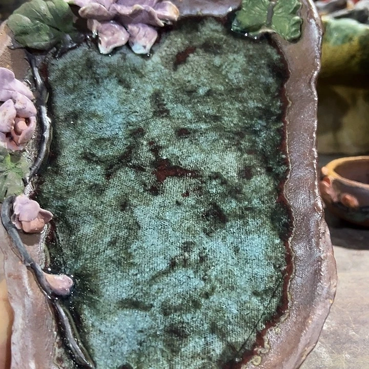 托盘手工粗陶高温花盆