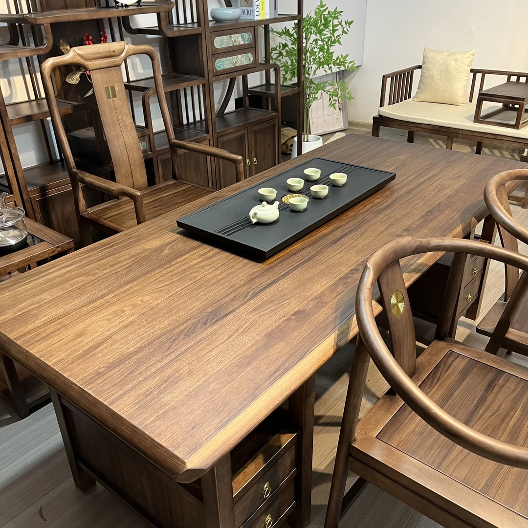 乌金木木实木大板中式茶几桌子办公桌泡茶桌新中式客厅家用简约
