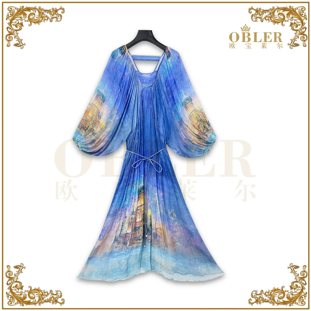 【欧宝莱尔】新款时尚气质轻奢优雅真丝女装连衣裙901-009