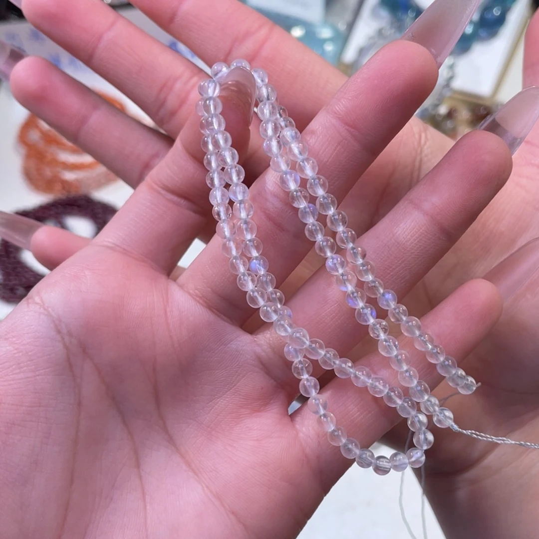 未镶嵌手链水晶双圈半成品蓝月光4+