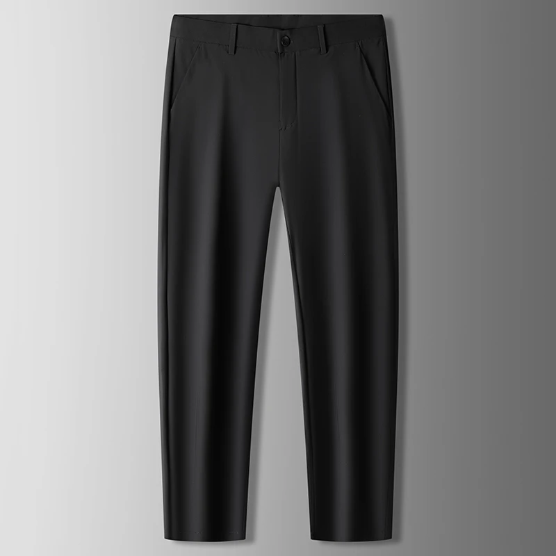 显瘦大码宽松休闲裤男加绒长裤弹力免烫胖子直筒西裤加肥加大男裤