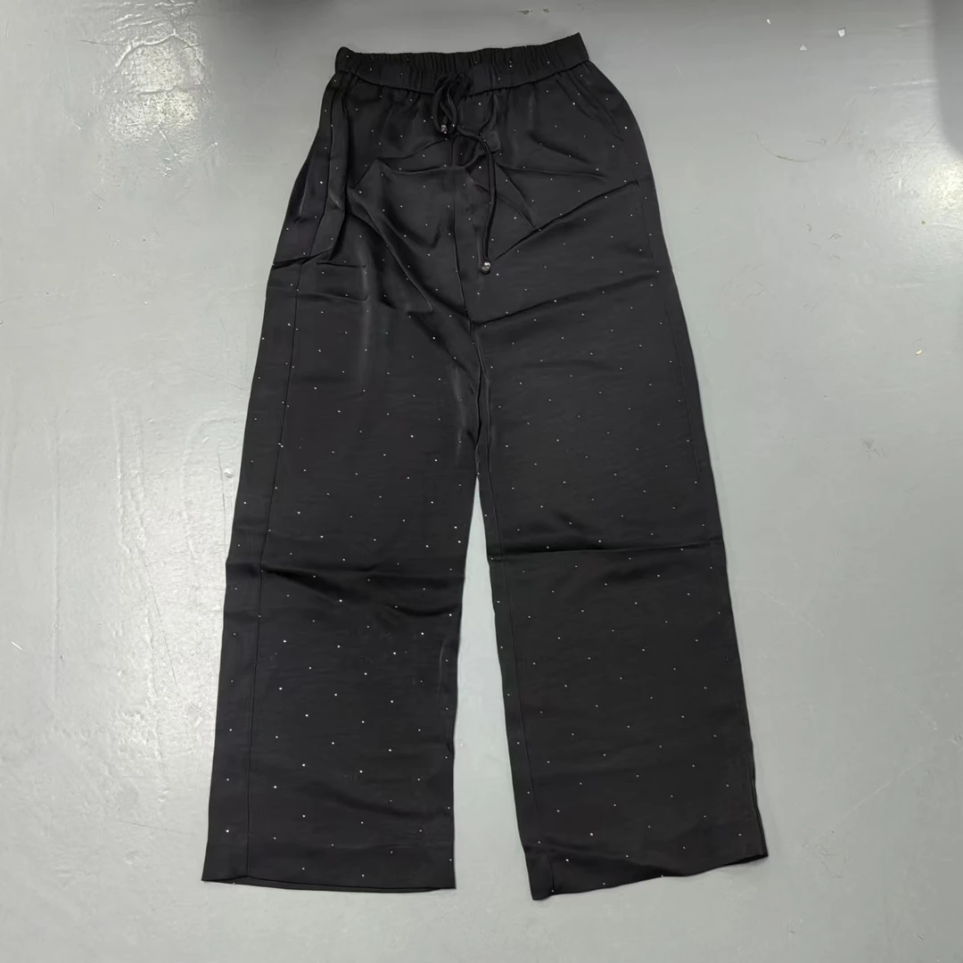 【南油玲姐】黑色波点松紧腰休闲裤88013