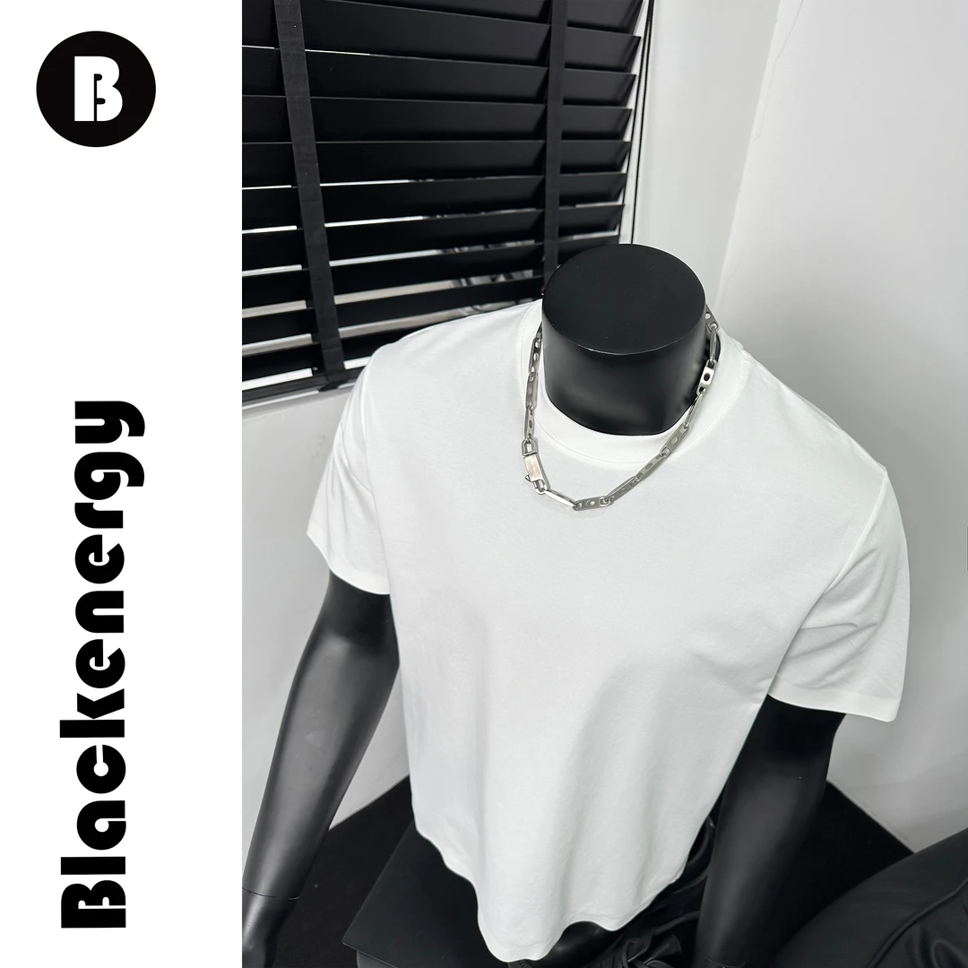 正肩T恤男女款夏季美式小领口ins纯色光版重磅无痕短袖上衣潮流