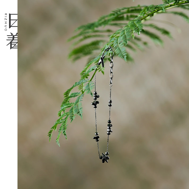 合金手链 日着原创2025新款S925银流苏碎银做旧游侠手链RD1297P3