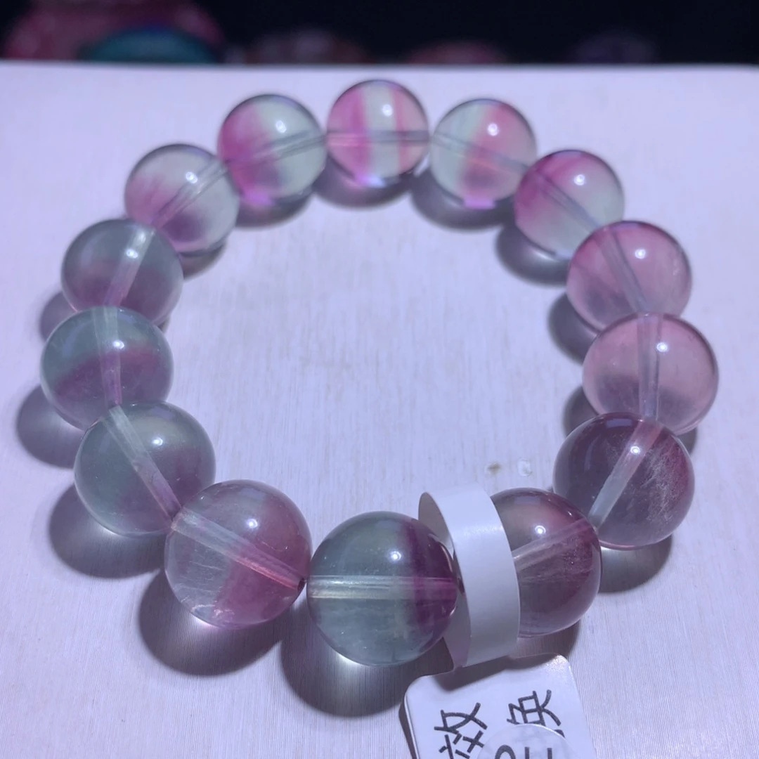 水晶手串银S925镶嵌萤石14.2m