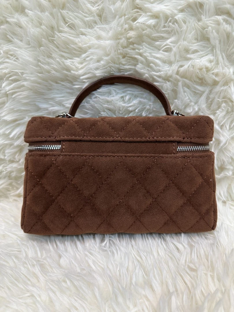 TOLEX2025新款手工时尚百搭梯形手提毛女包石楠木色19.5cm