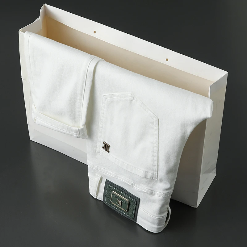 【671#黑白】夏季三防防褪色牛仔裤欧货小直筒白色潮流牛仔裤