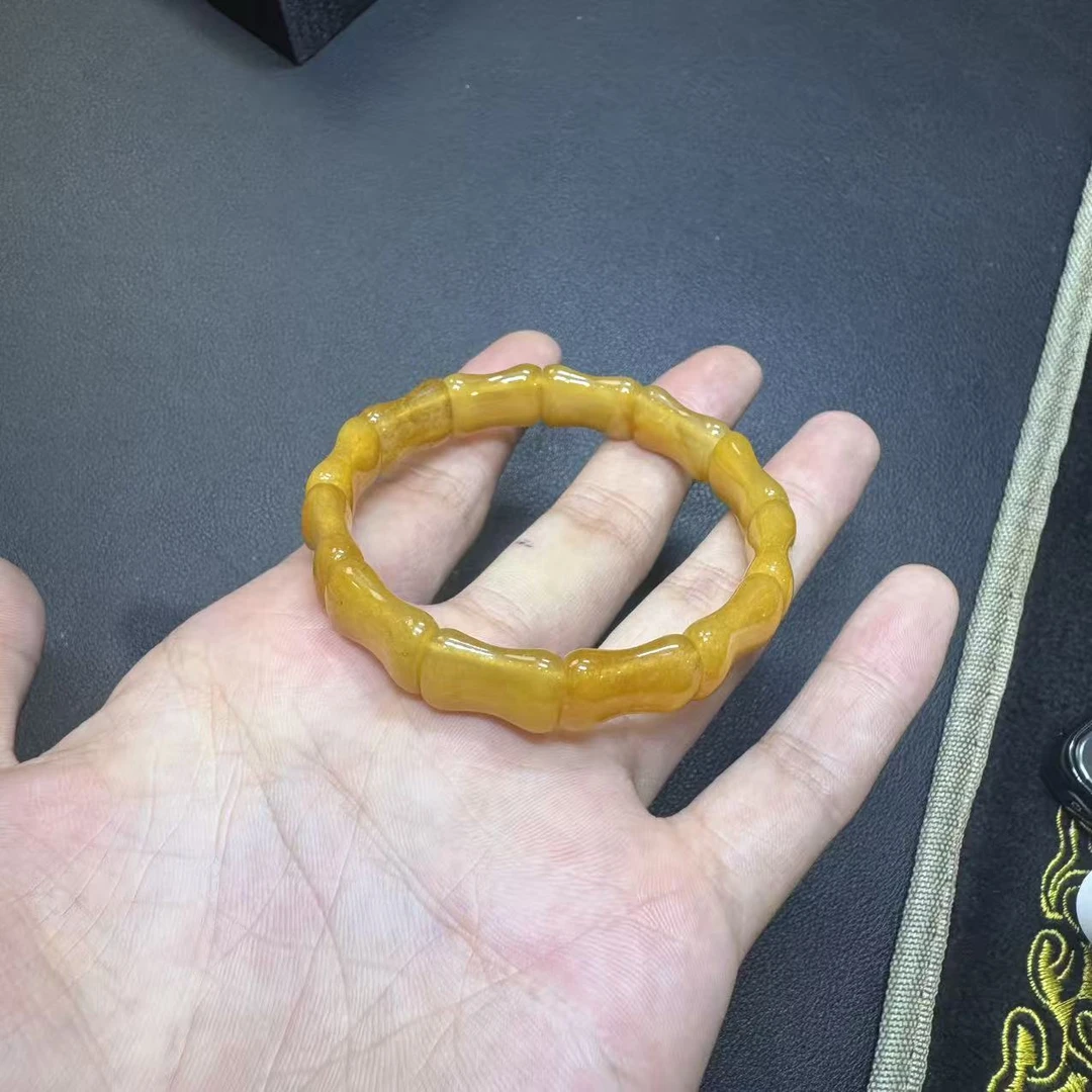 天然缅黄黄龙玉竹节手牌-c013-多样性发一