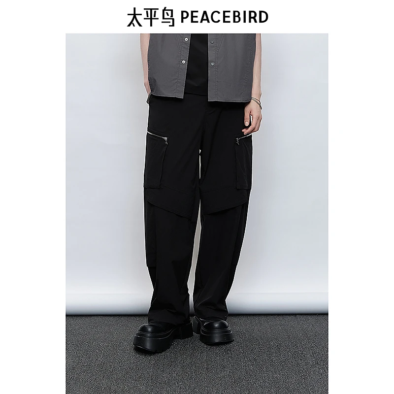 【商场同款】太平鸟男装 休闲裤尼龙弹休闲直筒男士卫裤B2GLF2D12